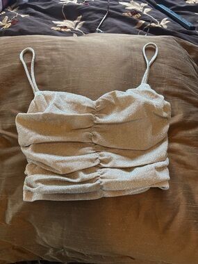 Princess Polly Shimmery Ruched Cream-Spun Cami